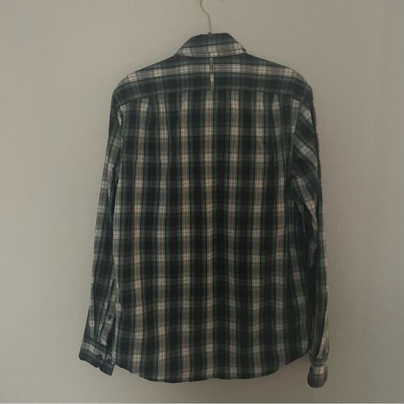 Banana Republic Green & Navy Plaid Button Up Shirt Size Small - Picture 4 of 6